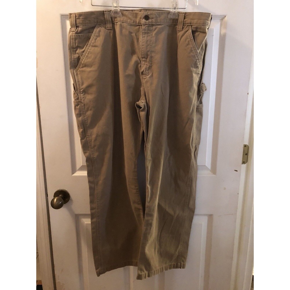 Carhartt Men's Carpenter Pants Size 42x30 Relaxed Fit Brown Distressed